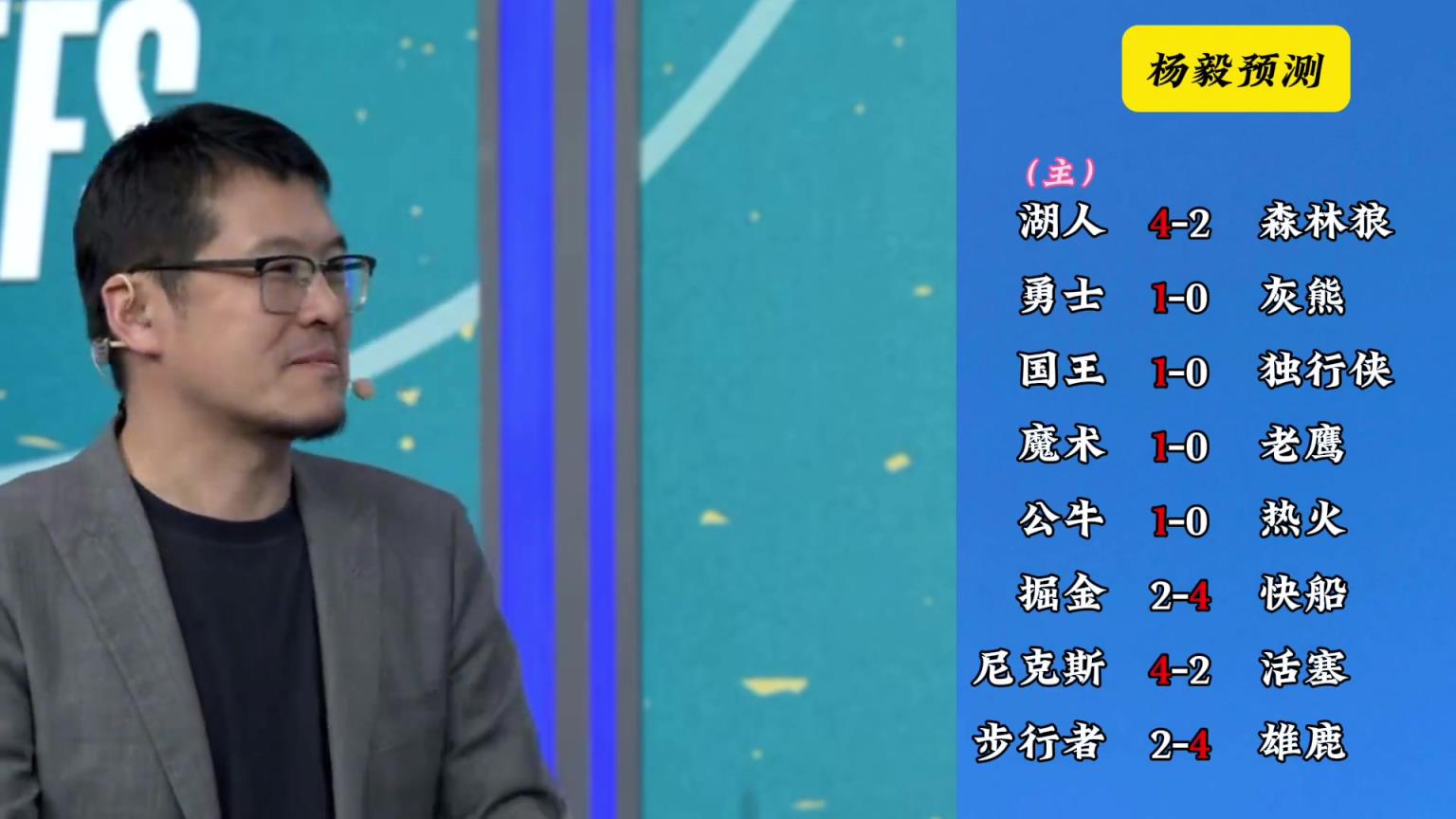 明燈來(lái)了！看看楊毅的季后賽預(yù)測(cè)：湖人4-2狼 快船4-2掘金
